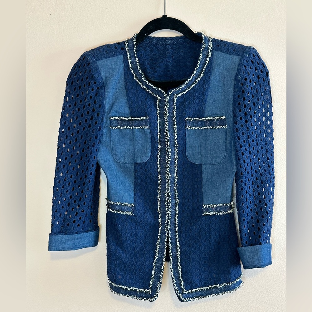 Blue Punched Holes Blazer